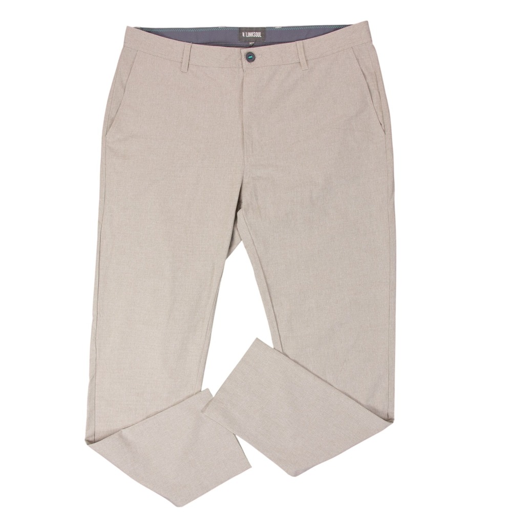 Linksoul Mens Boardwalker Golf Chino Pants Beige Tan 36x32 LS651 REPREVE Stretch